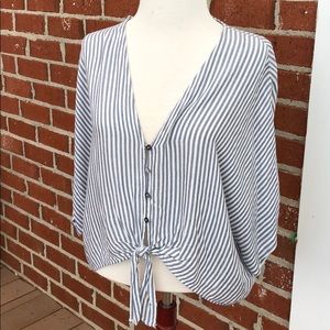 Olivaceous striped blouse